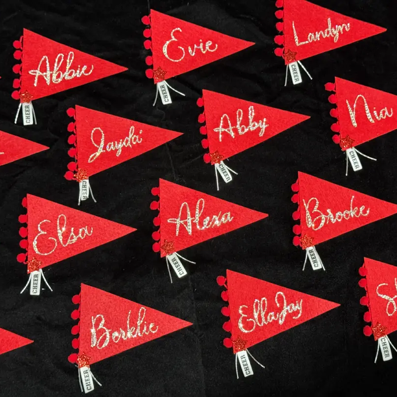 shows group of rhinestone are custom name flags